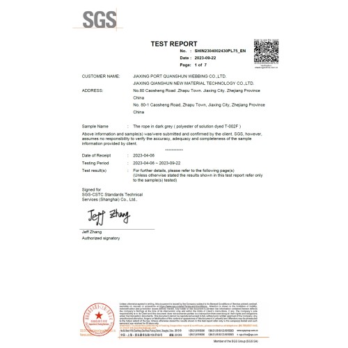 UV irradiation aging test report of solution-dyed olifen polyester T-002F