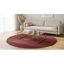 Round Rope-Woven Carpet (Burgundy Red)