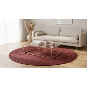Round Rope-Woven Carpet (Burgundy Red)