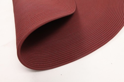Round Rope-Woven Carpet (Burgundy Red)