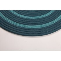 Hand-Braided Round Rope Rug with Ocean Blue Concentric Pattern