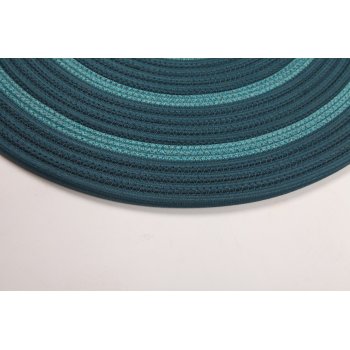 Hand-Braided Round Rope Rug with Ocean Blue Concentric Pattern