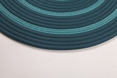 Hand-Braided Round Rope Rug with Ocean Blue Concentric Pattern