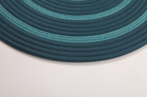 Hand-Braided Round Rope Rug with Ocean Blue Concentric Pattern