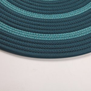Hand-Braided Round Rope Rug with Ocean Blue Concentric Pattern