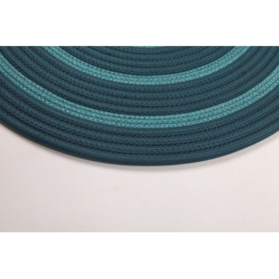 Hand-Braided Round Rope Rug with Ocean Blue Concentric Pattern