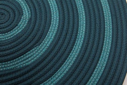 Hand-Braided Round Rope Rug with Ocean Blue Concentric Pattern