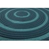 Hand-Braided Round Rope Rug with Ocean Blue Concentric Pattern