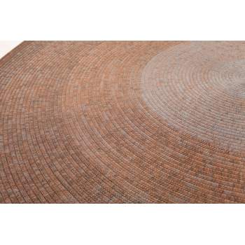 Hand-Braided Round Rope Rug in Warm Earth-Tone Concentric Pattern