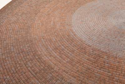 Hand-Braided Round Rope Rug in Warm Earth-Tone Concentric Pattern