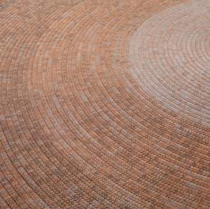 Hand-Braided Round Rope Rug in Warm Earth-Tone Concentric Pattern