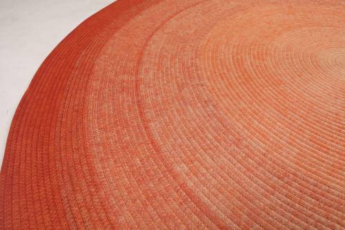 Hand-Braided Round Rope Rug in Vibrant Orange Melange Pattern