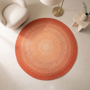 Hand-Braided Round Rope Rug in Vibrant Orange Melange Pattern