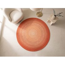 Hand-Braided Round Rope Rug in Vibrant Orange Melange Pattern