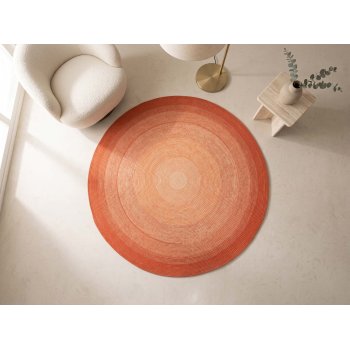 Hand-Braided Round Rope Rug in Vibrant Orange Melange Pattern