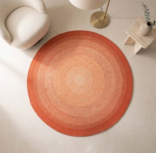 Hand-Braided Round Rope Rug in Vibrant Orange Melange Pattern