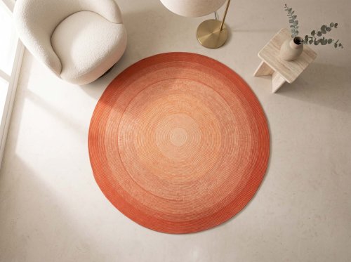 Hand-Braided Round Rope Rug in Vibrant Orange Melange Pattern
