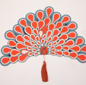 Hand-Woven Peacock Fan Placemat with Tassel | Bohemian Table Art
