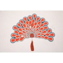 Hand-Woven Peacock Fan Placemat with Tassel | Bohemian Table Art