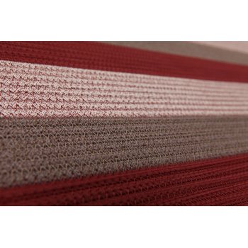 Flat-Woven Striped Area Rug | Burgundy Brown Cream Reversible Carpet