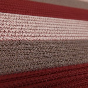 Flat-Woven Striped Area Rug | Burgundy Brown Cream Reversible Carpet