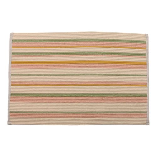 Hand-Woven Striped Rug - 4-Color Cream Blush Sage Mustard Rectangle Webbing Carpet