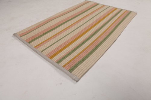 Hand-Woven Striped Rug - 4-Color Cream Blush Sage Mustard Rectangle Webbing Carpet