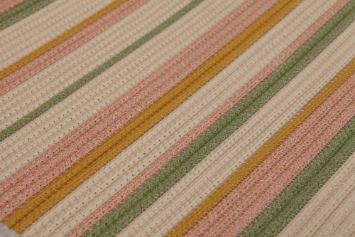 Hand-Woven Striped Rug - 4-Color Cream Blush Sage Mustard Rectangle Webbing Carpet