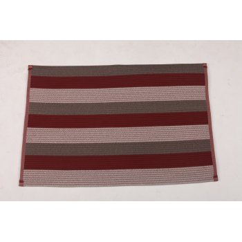Rectangle Rope-Woven Carpet — Burgundy / Taupe / Cream Striped Outdoor Rug