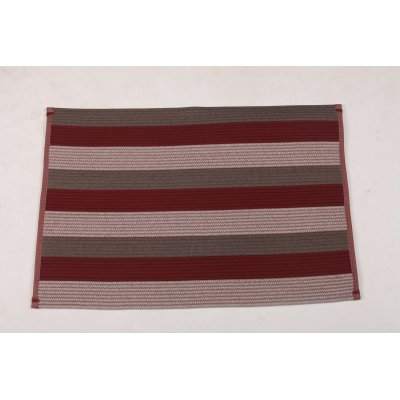 Rectangle Rope-Woven Carpet — Burgundy / Taupe / Cream Striped Outdoor Rug