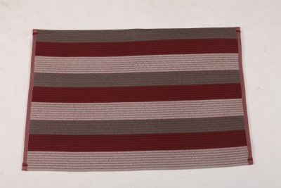 Rectangle Rope-Woven Carpet — Burgundy / Taupe / Cream Striped Outdoor Rug