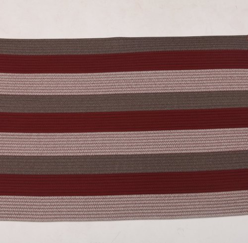 Rectangle Rope-Woven Carpet — Burgundy / Taupe / Cream Striped Outdoor Rug