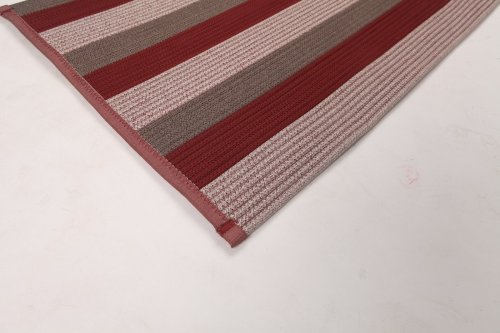 Rectangle Rope-Woven Carpet — Burgundy / Taupe / Cream Striped Outdoor Rug