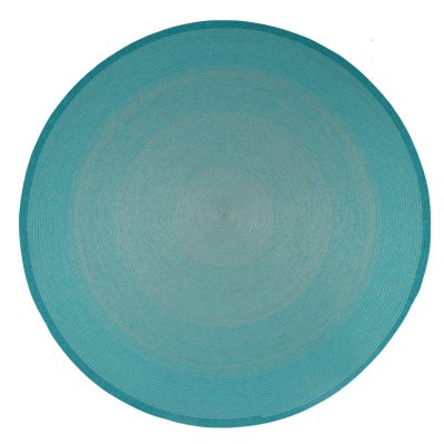 Spiral Braided Round Outdoor Rug — Solid Teal Concentric Weave