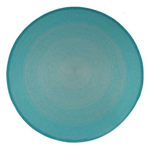 Spiral Braided Round Outdoor Rug — Solid Teal Concentric Weave