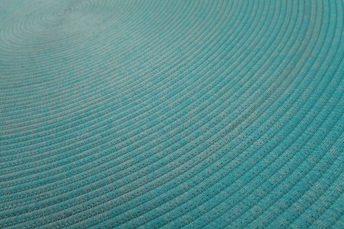 Spiral Braided Round Outdoor Rug — Solid Teal Concentric Weave