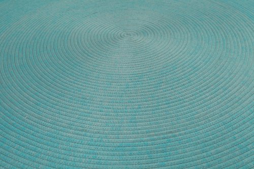 Spiral Braided Round Outdoor Rug — Solid Teal Concentric Weave