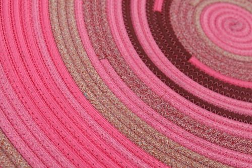 Hand-Woven Round Spiral Rug - Rose Pink Coco Brown Burgundy Camel Webbing Carpet