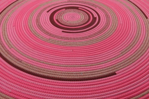 Hand-Woven Round Spiral Rug - Rose Pink Coco Brown Burgundy Camel Webbing Carpet