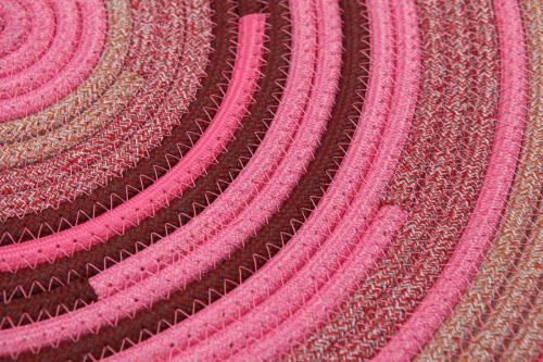 Hand-Woven Round Spiral Rug - Rose Pink Coco Brown Burgundy Camel Webbing Carpet