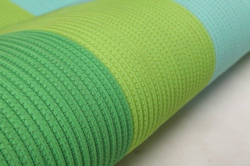 Green-Blue Striped Polyester Rope-Woven Outdoor Carpet