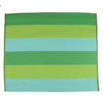Green-Blue Striped Polyester Rope-Woven Outdoor Carpet