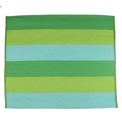 Green-Blue Striped Polyester Rope-Woven Outdoor Carpet