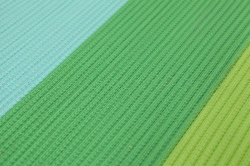 Green-Blue Striped Polyester Rope-Woven Outdoor Carpet