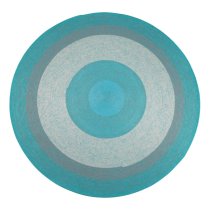 Blue-White Bullseye Round Polyester Rope-Woven Carpet