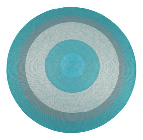 Blue-White Bullseye Round Polyester Rope-Woven Carpet