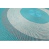 Blue-White Bullseye Round Polyester Rope-Woven Carpet