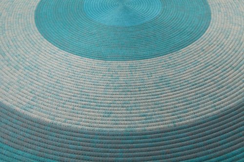Blue-White Bullseye Round Polyester Rope-Woven Carpet