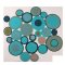 Multi-Petal Round Braided Outdoor Rug — Mixed Teal Petal Set