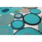 Multi-Petal Round Braided Outdoor Rug — Mixed Teal Petal Set